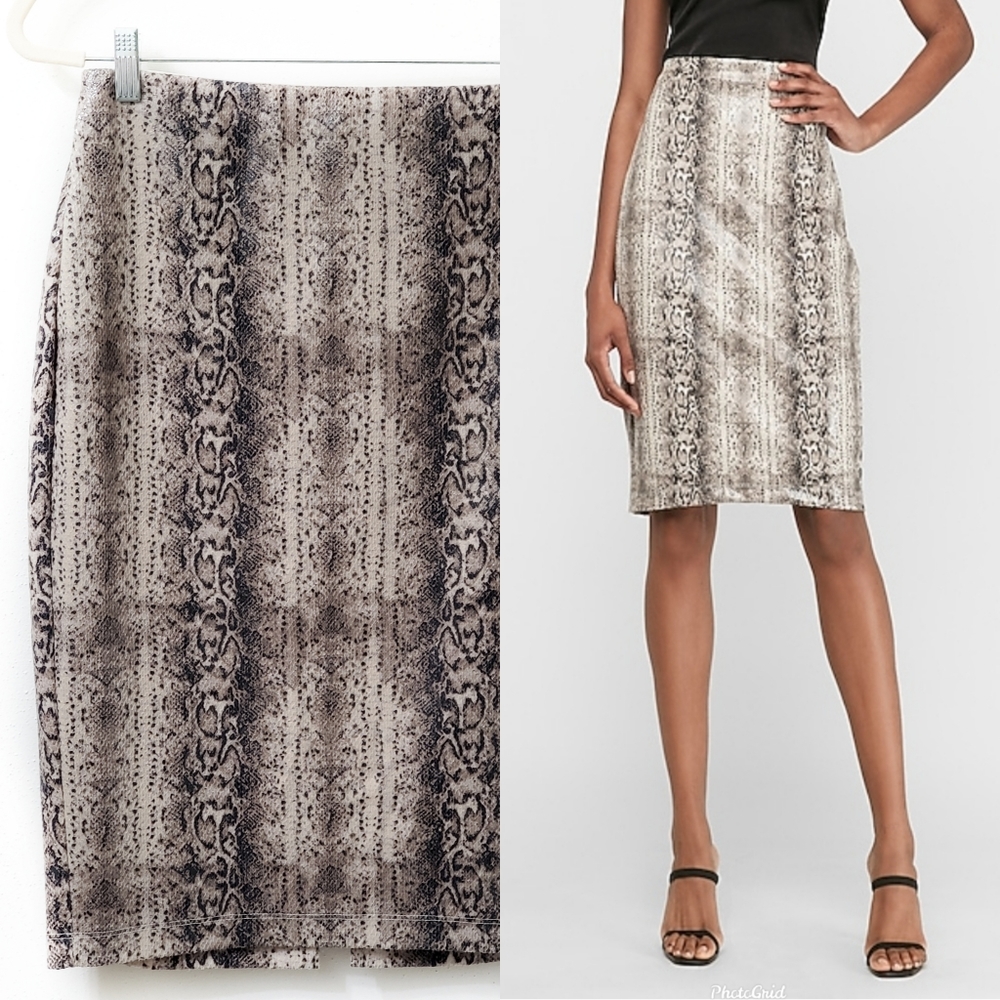 NWT Express High Waisted Snakeskin Print Pencil Skirt with Sheen